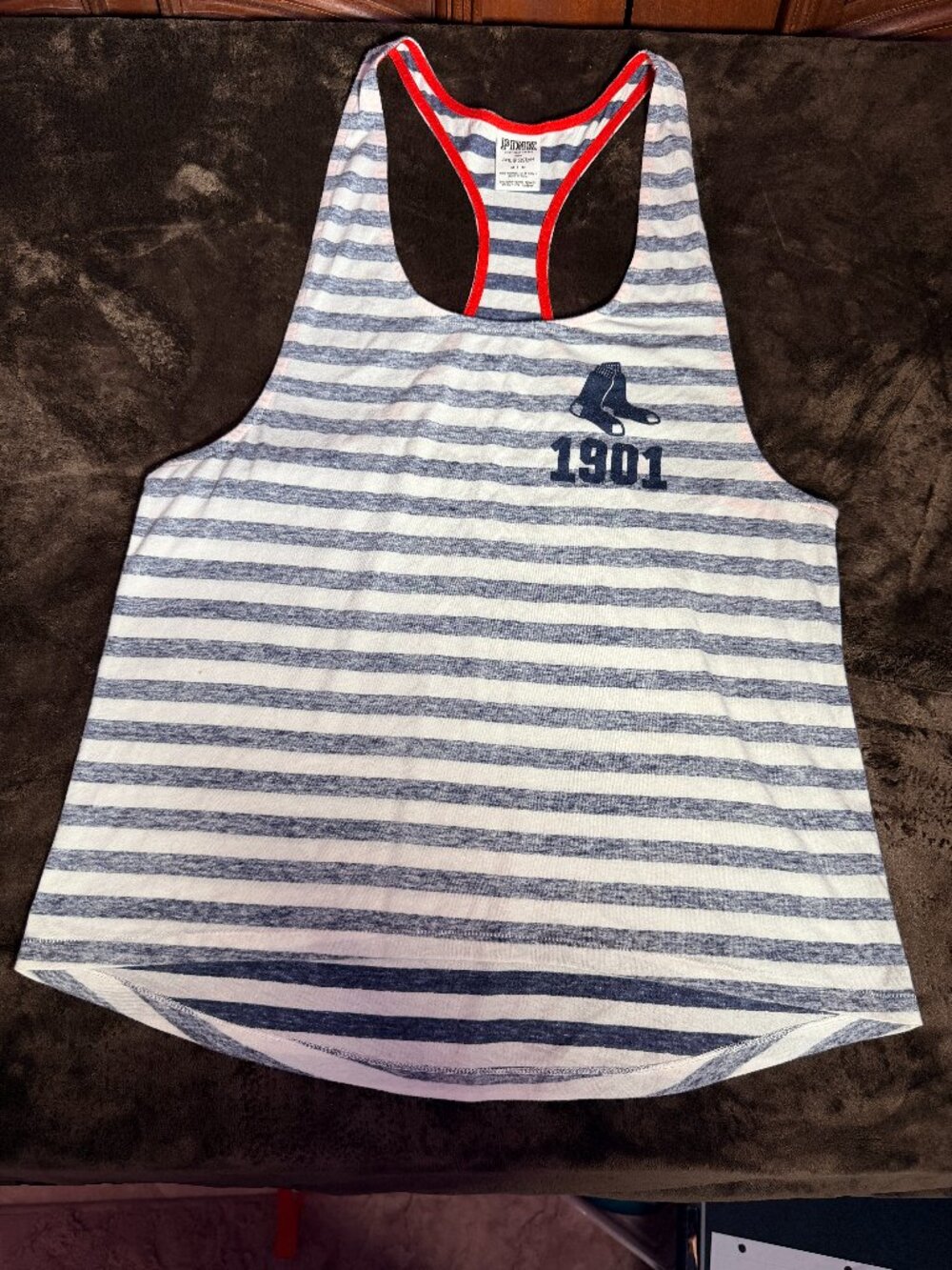 Victoria's Secret PINK MLB Boston Red Sox Striped Racerback Tank Top 1901 Size M